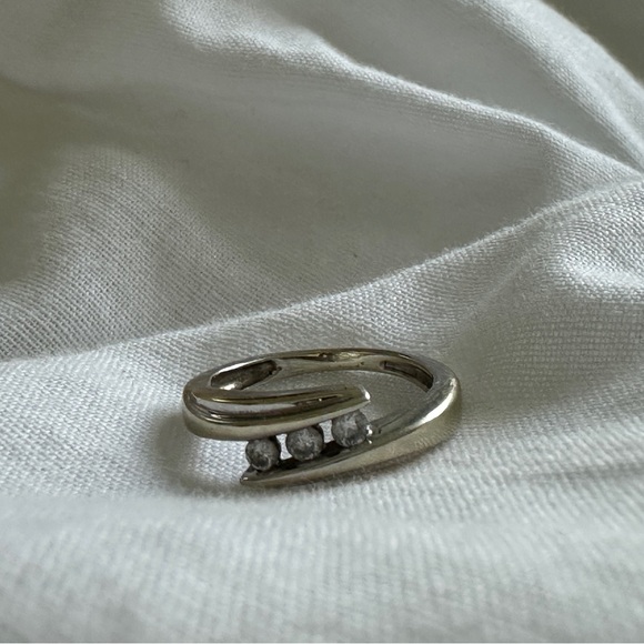 Rose Gold Ring with Diamonds - Asymmetrical Design and Diamonds #RoseGoldRing - Picture 3 of 3